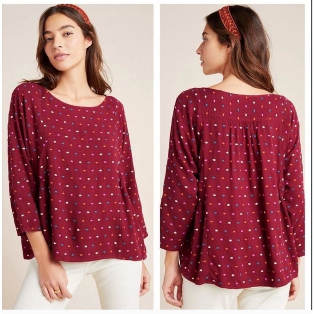 Maeve Anthropologie Dottie Embroidered Blouse NWT